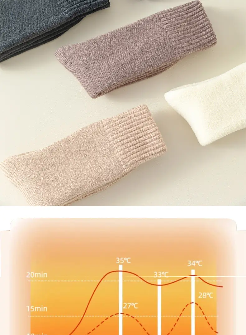 Long cashmere socks men's super thick warm fleece-lined thick northeast wool socks mid-high plush cold-resistant long socks — feature 4