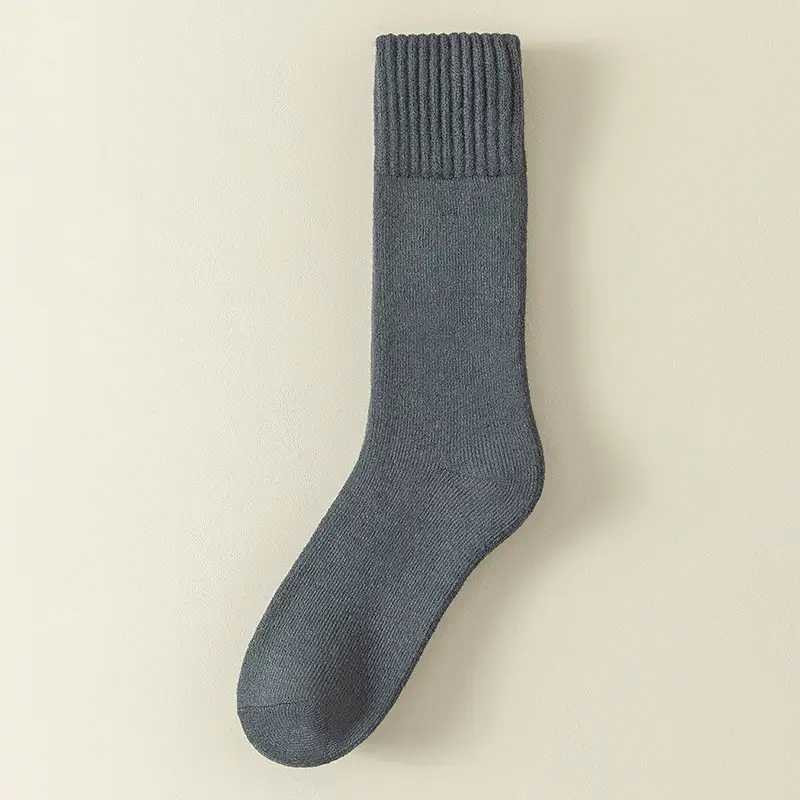 Long cashmere socks men's super thick warm fleece-lined thick northeast wool socks mid-high plush cold-resistant long socks