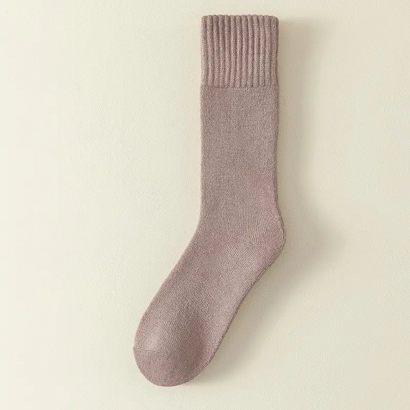 Long cashmere socks men's super thick warm fleece-lined thick northeast wool socks mid-high plush cold-resistant long socks