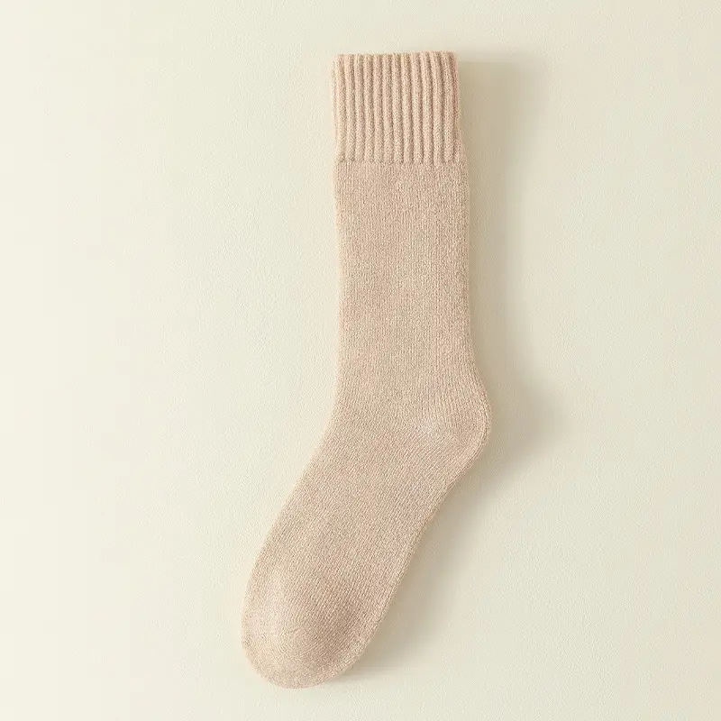 Long cashmere socks men's super thick warm fleece-lined thick northeast wool socks mid-high plush cold-resistant long socks