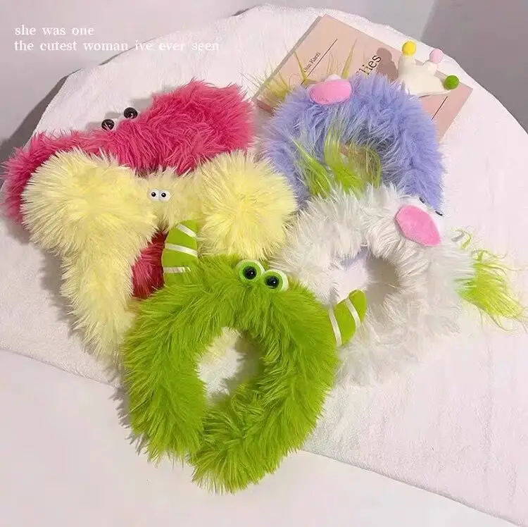 Cute Doll Headband with Fake Ears, Mint, Soft Faux Fur, Korean Style - Image 13