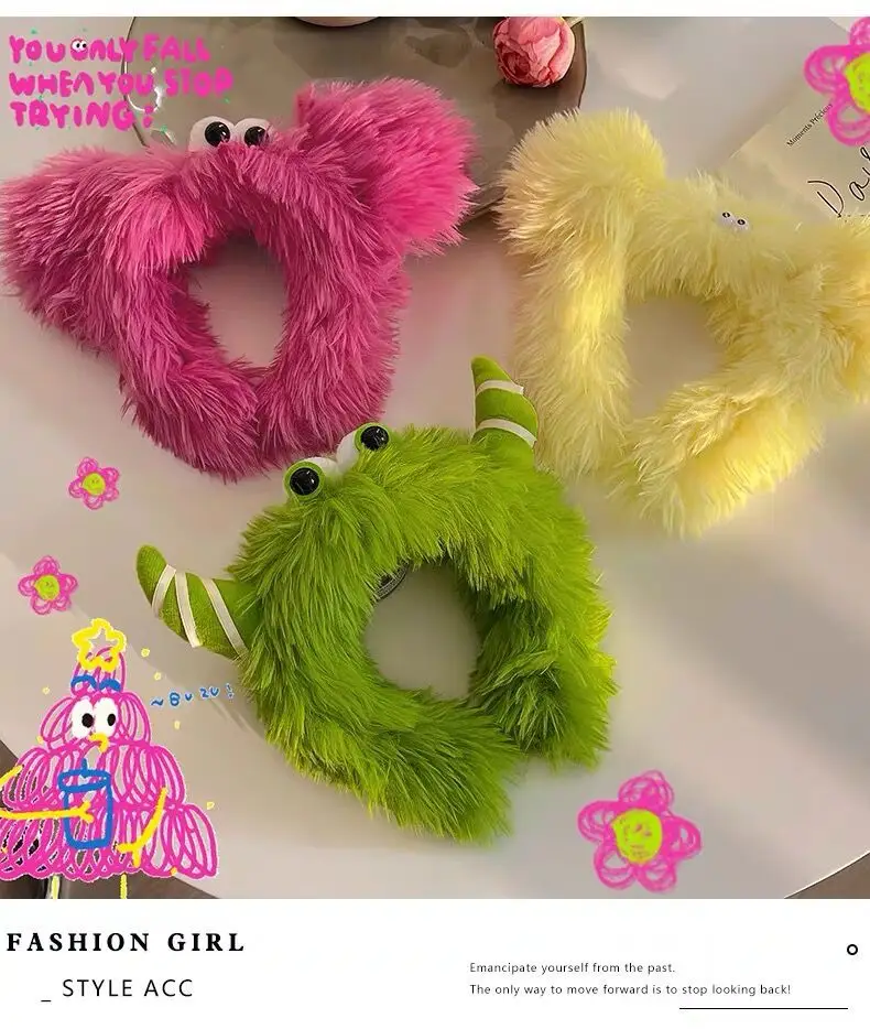 Cute Doll Headband with Fake Ears, Mint, Soft Faux Fur, Korean Style — feature 6