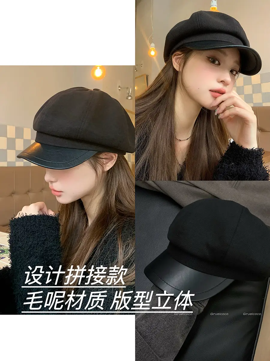 Black Japanese Retro Cloud Hat for Women 2023