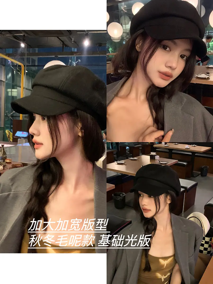 Black Japanese Retro Cloud Hat for Women 2023