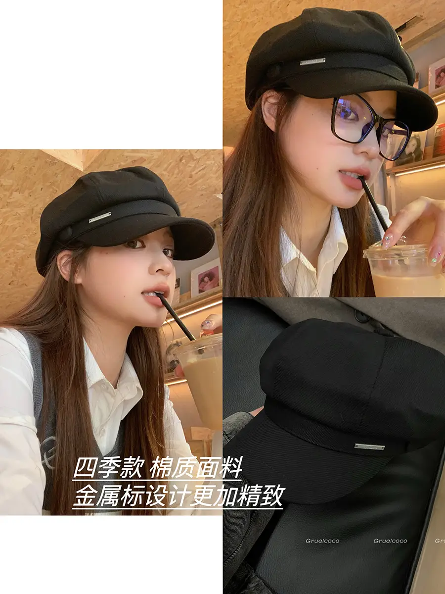 Black Japanese Retro Cloud Hat for Women 2023