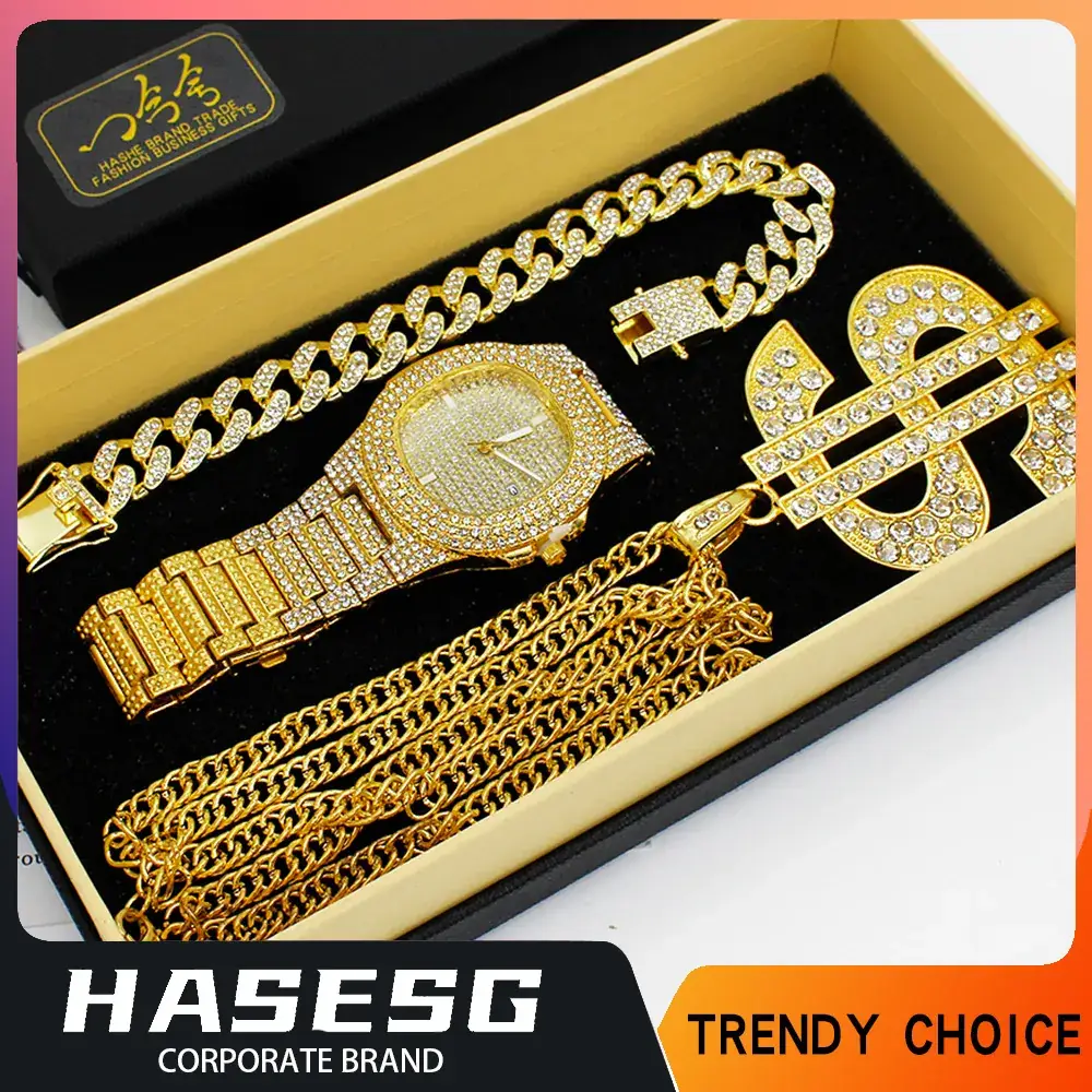 Gold Plated Diamond Watch Gift Set for Women