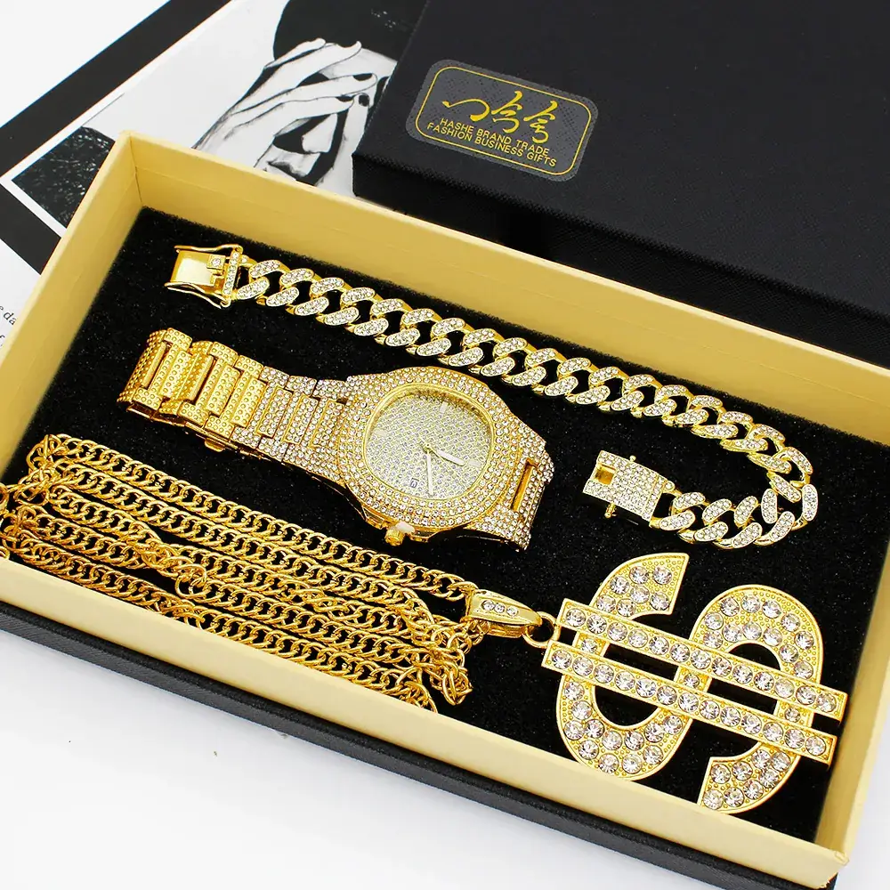 Gold Plated Diamond Watch Gift Set for Women