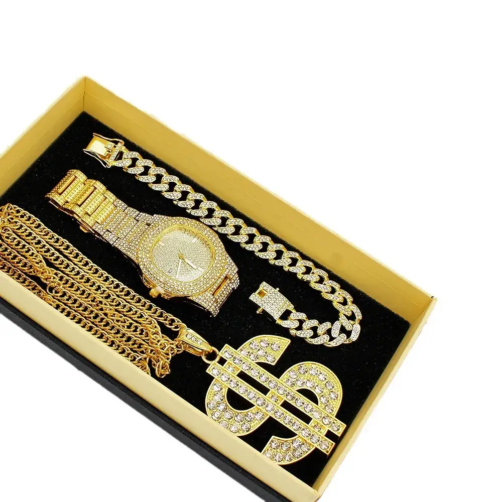 Gold Plated Diamond Watch Gift Set for Women