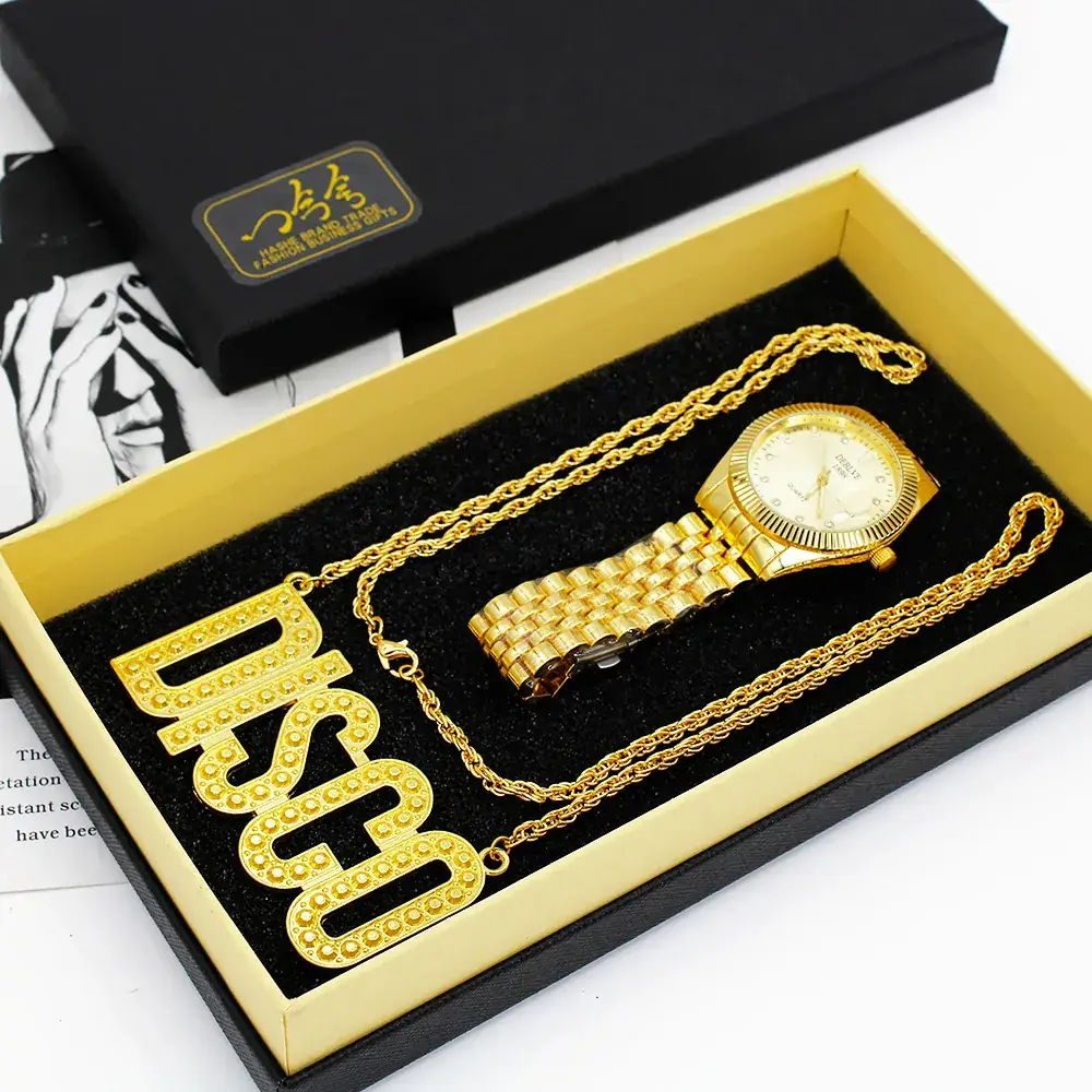 Gold Plated Diamond Watch Gift Set for Women