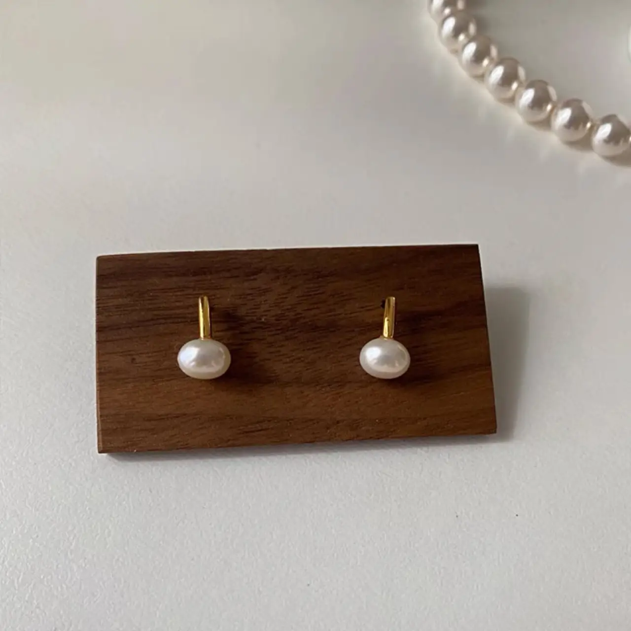 Natural Pearl Earrings with Silver Plating & Gold Finish - Image 5