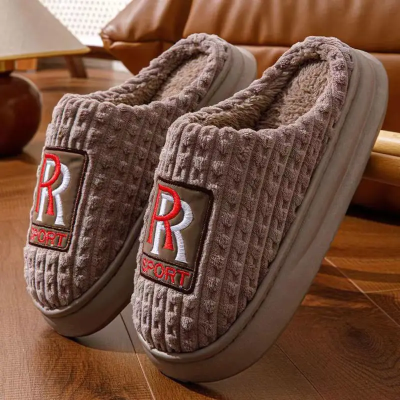 Men's cotton slippers extra large size thickened winter new home indoor non-slip thick bottom home super thick cotton slippers men - Image 4