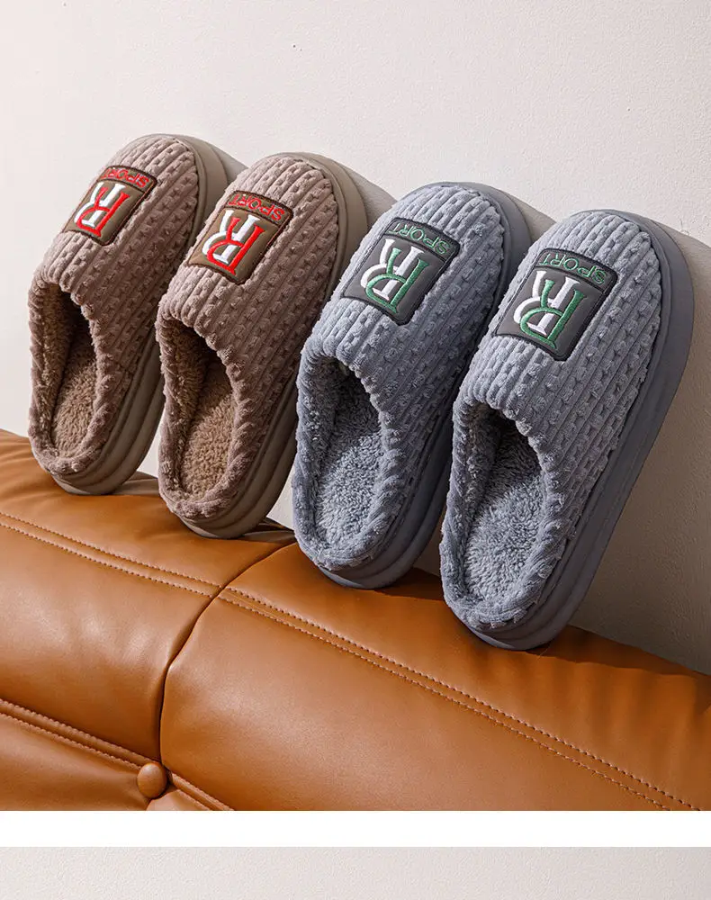 Men's cotton slippers extra large size thickened winter new home indoor non-slip thick bottom home super thick cotton slippers men — feature 12
