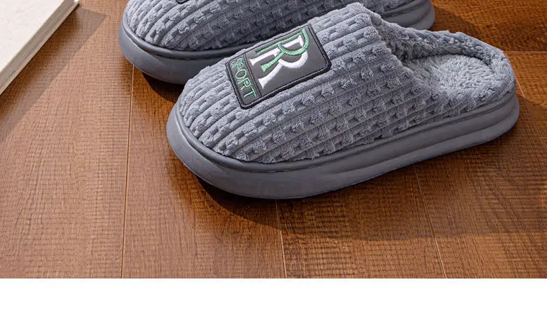 Men's cotton slippers extra large size thickened winter new home indoor non-slip thick bottom home super thick cotton slippers men — feature 15