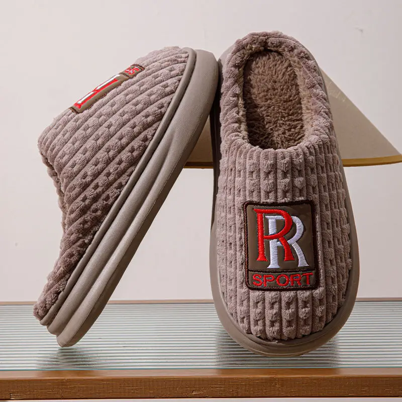 Men's cotton slippers extra large size thickened winter new home indoor non-slip thick bottom home super thick cotton slippers men - Image 2
