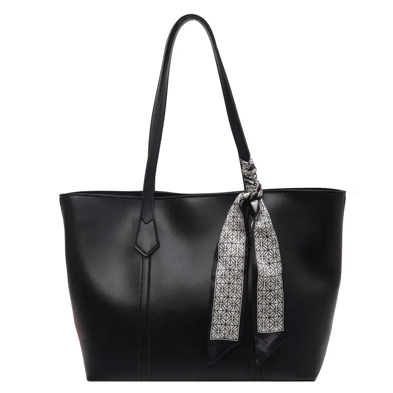 Black Leather Large Capacity Shoulder Bag for Women - Image 8