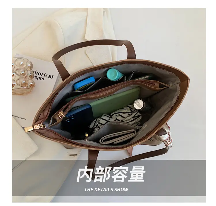 Black Leather Large Capacity Shoulder Bag for Women β feature 7