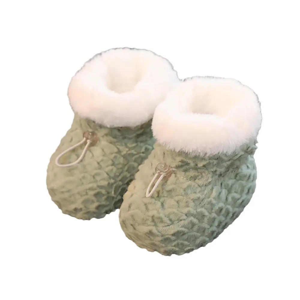 Pink Fleece Baby Shoes for Newborns Winter Warm Anti-Slip