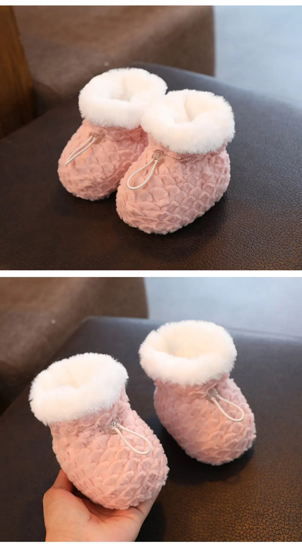 Pink Fleece Baby Shoes for Newborns Winter Warm Anti-Slip — feature 9