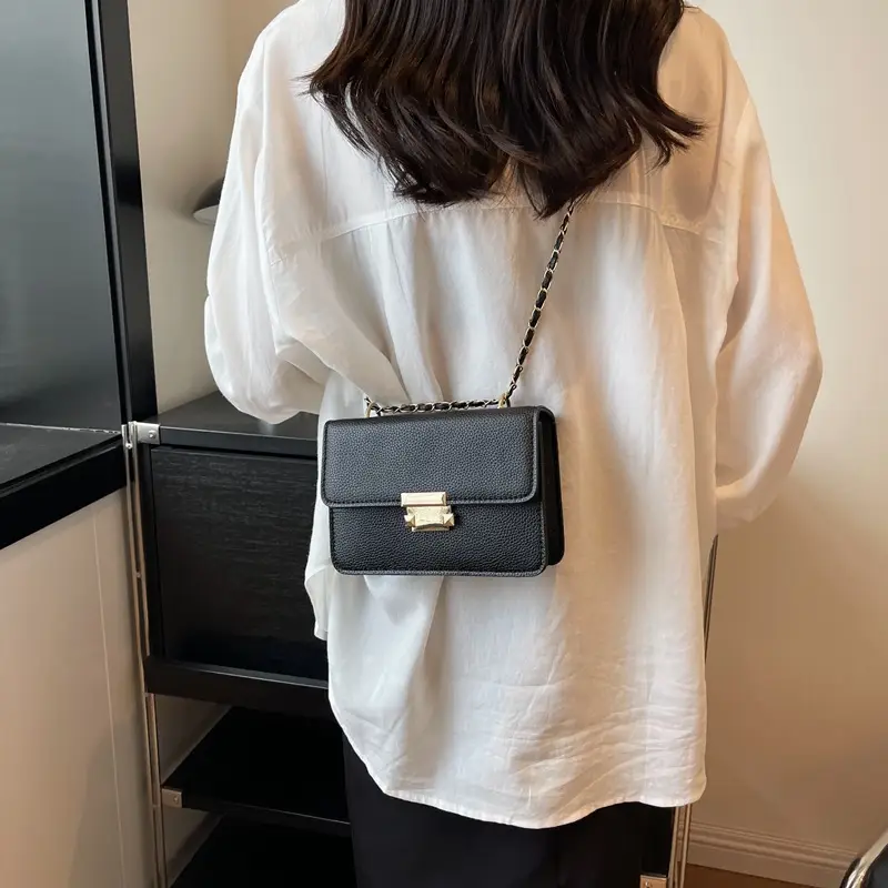 Women's Pink Chain Shoulder Messenger Bag with Heart Lock - Image 7