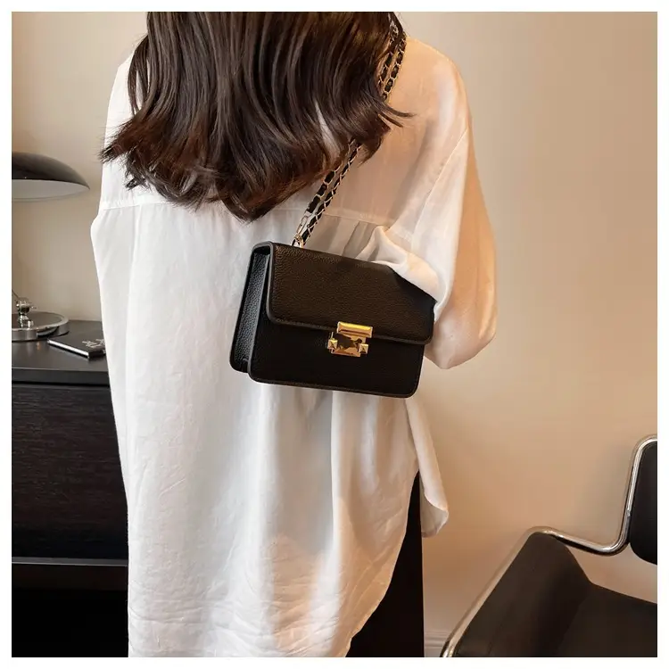 Women's Pink Chain Shoulder Messenger Bag with Heart Lock — feature 21