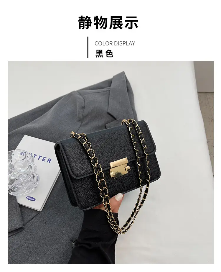 Women's Pink Chain Shoulder Messenger Bag with Heart Lock — feature 26