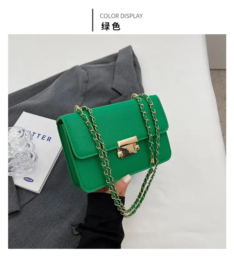 Women's Pink Chain Shoulder Messenger Bag with Heart Lock — feature 27