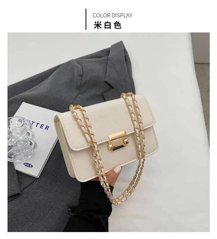Women's Pink Chain Shoulder Messenger Bag with Heart Lock — feature 28