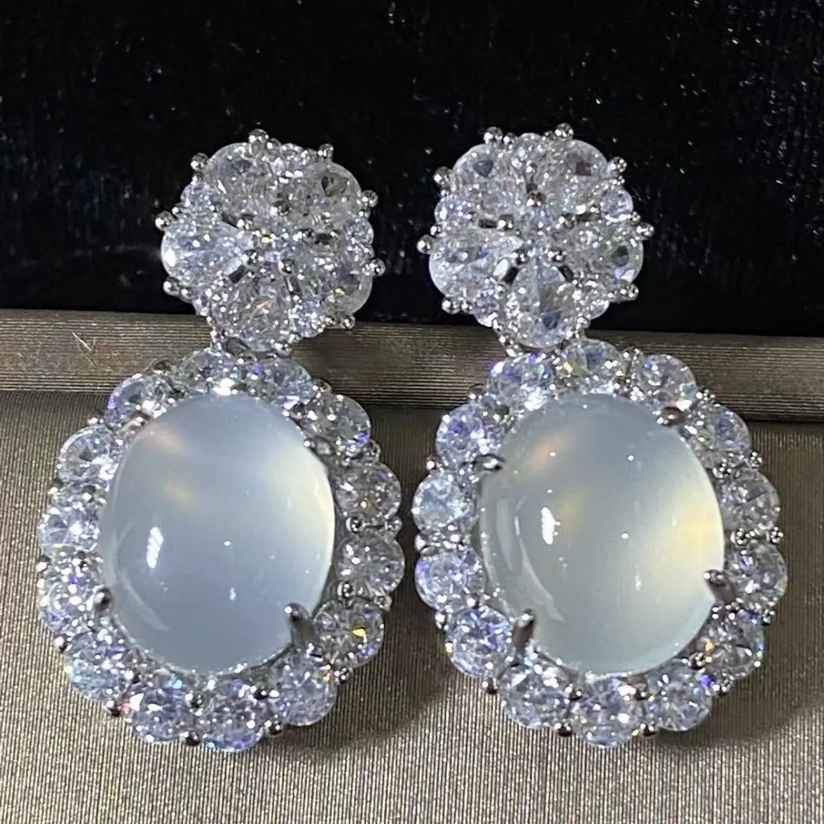 Yang Green Chalcedony Egg Earrings Silver Plated - Image 5