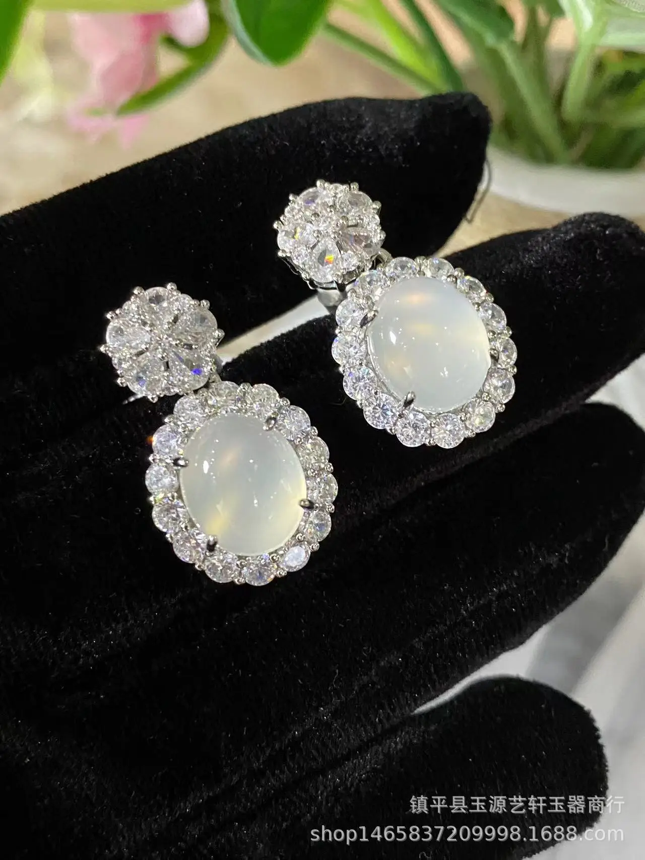 Yang Green Chalcedony Egg Earrings Silver Plated — feature 10