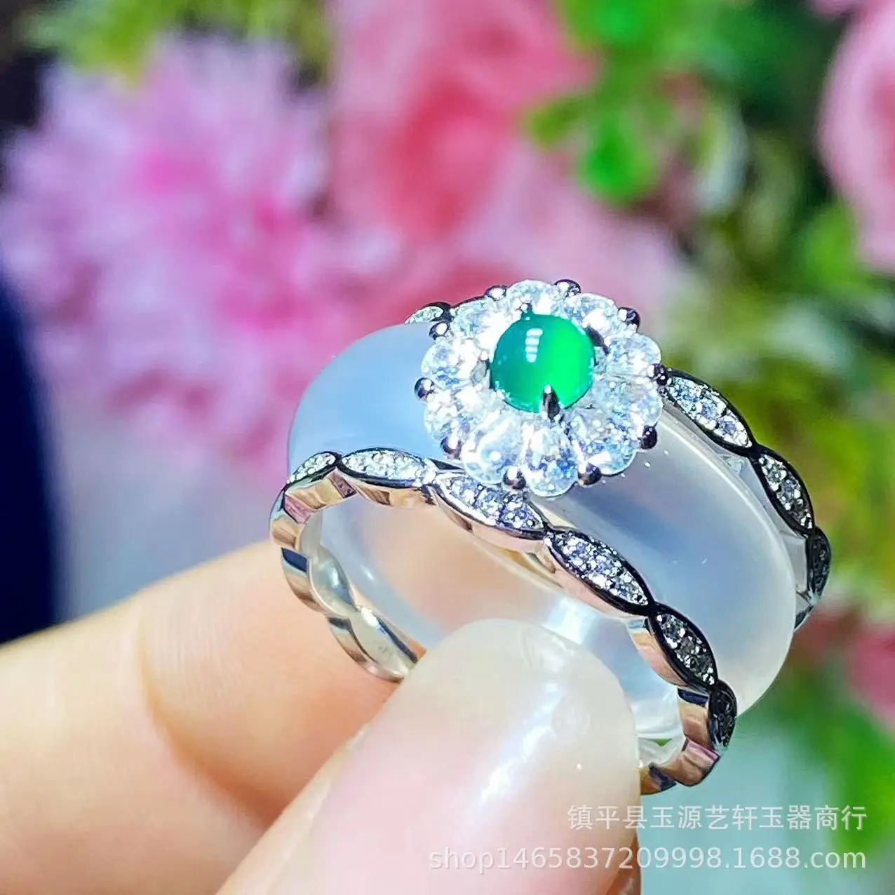 Natural White Ice Chalcedony Ring Silver Plated Stacked Wear — feature 12
