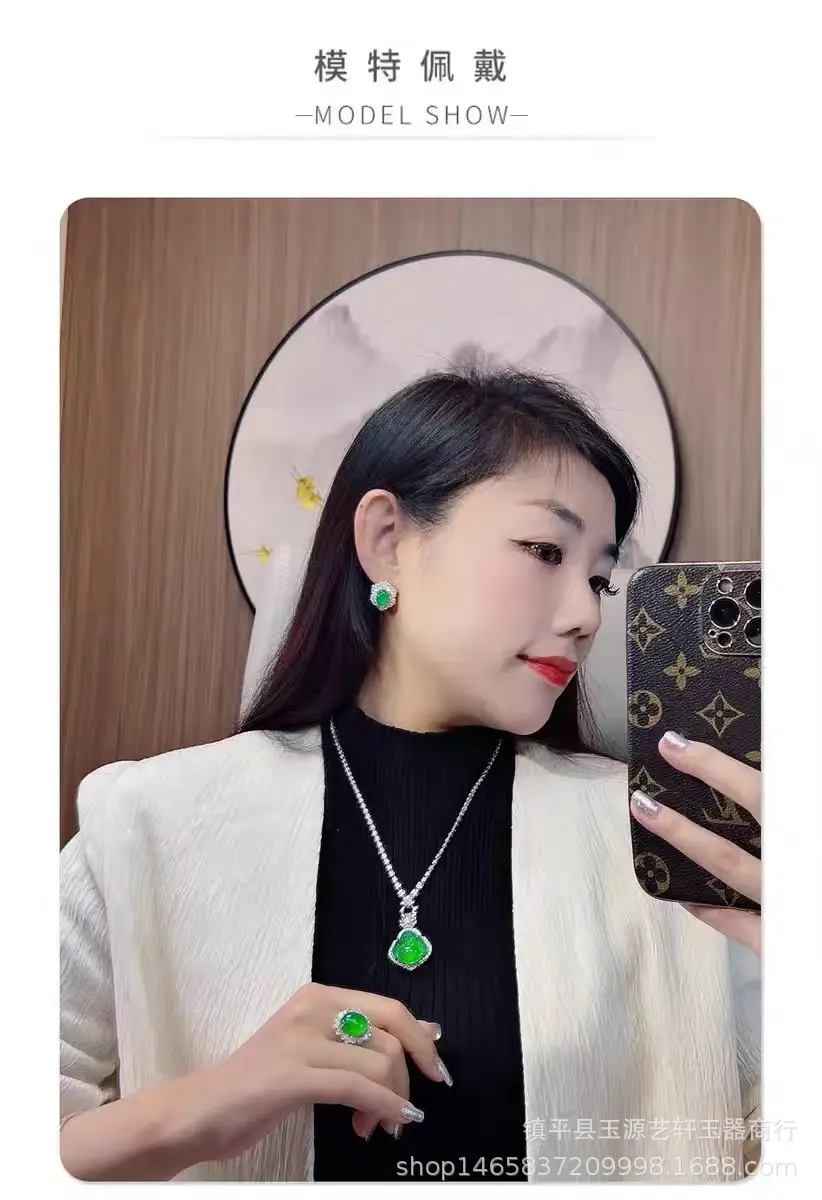 Yang Green Chalcedony Earrings with Rose Diamond Cutting — feature 1
