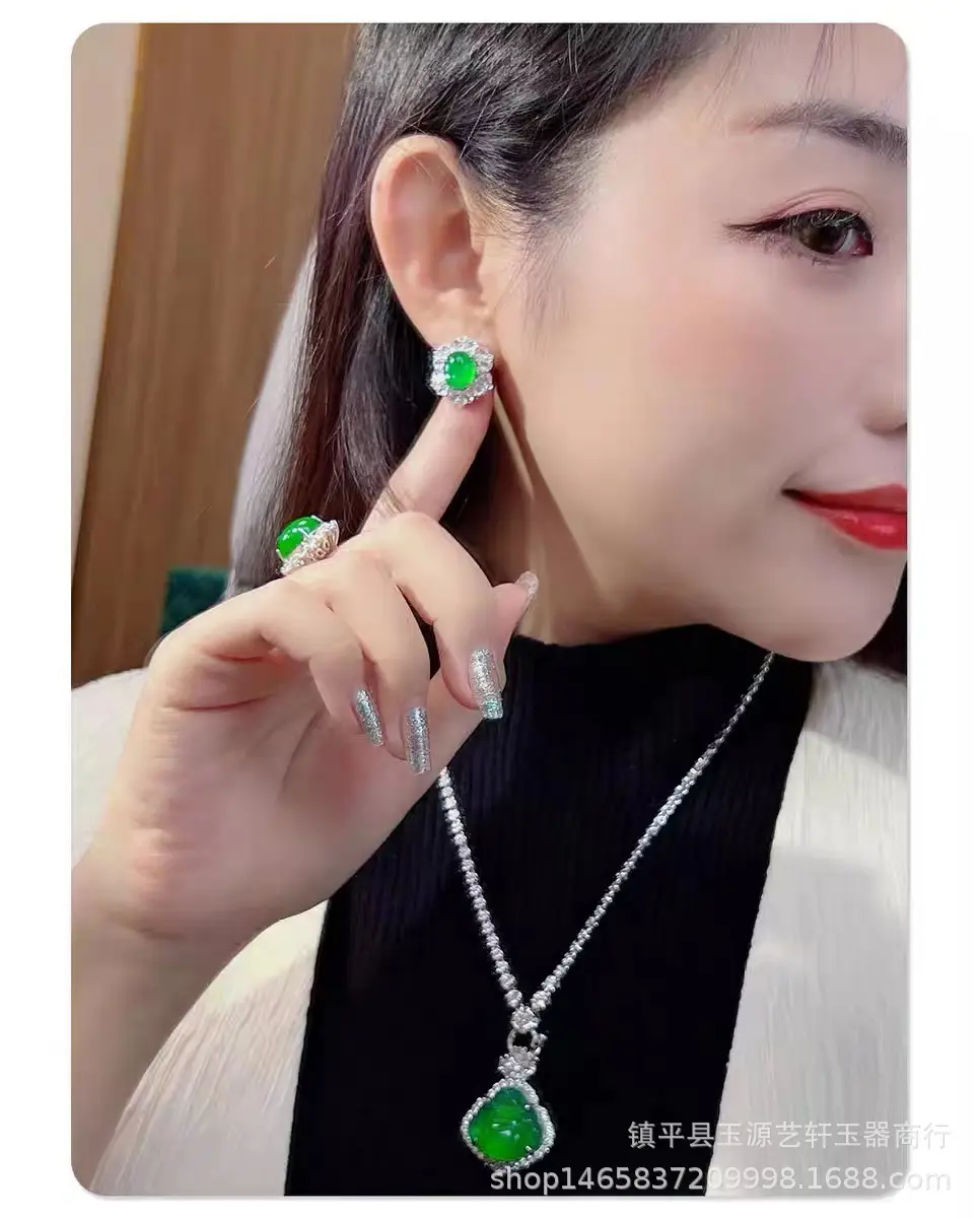 Yang Green Chalcedony Earrings with Rose Diamond Cutting — feature 2