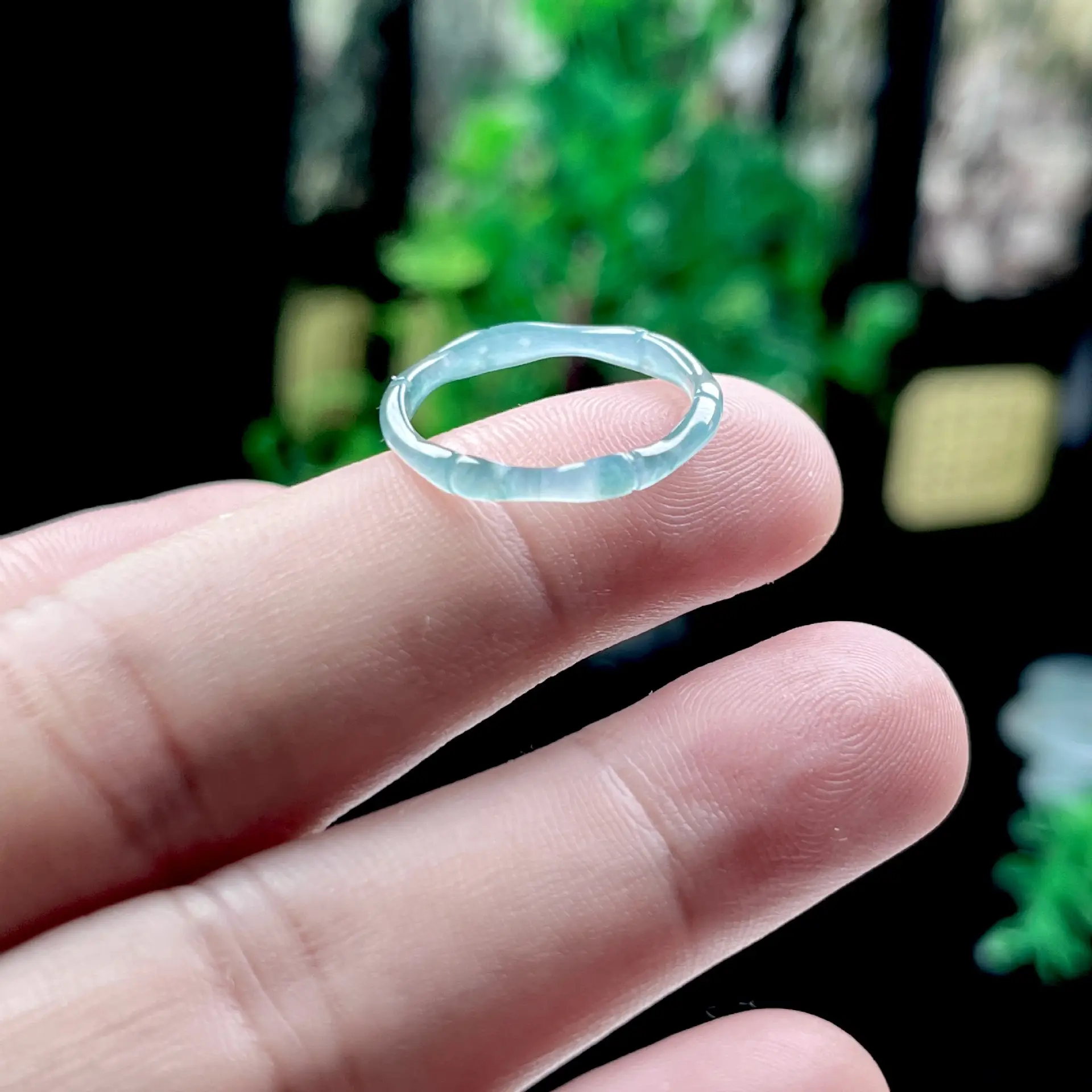 Blue Water Jade Ring Adjustable Size Natural Jade - Image 4