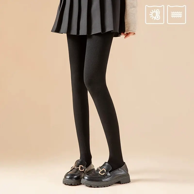 Thin Striped Leggings for Women, Suitable for Wearing Outside in Autumn and Winter, with Added Fleece and Thickness, Vertical Stripes, Slight Compression, Slimming Effect, Warm Cotton Pants, Footed Tights