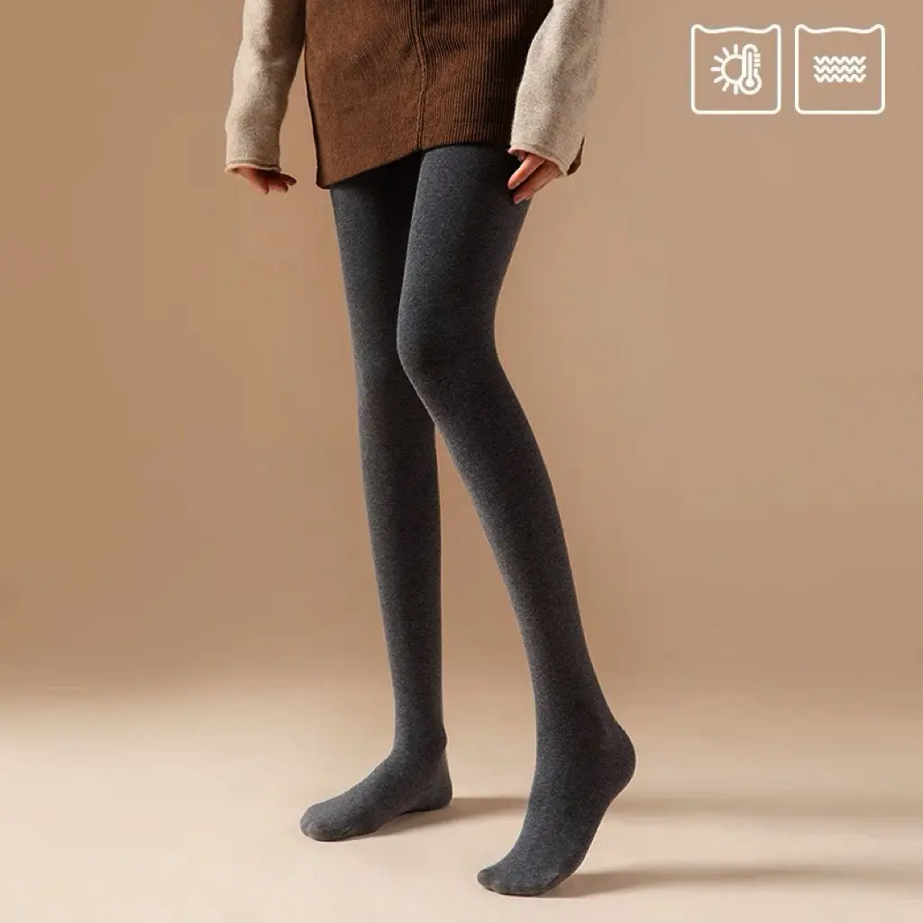 Thin Striped Leggings for Women, Suitable for Wearing Outside in Autumn and Winter, with Added Fleece and Thickness, Vertical Stripes, Slight Compression, Slimming Effect, Warm Cotton Pants, Footed Tights