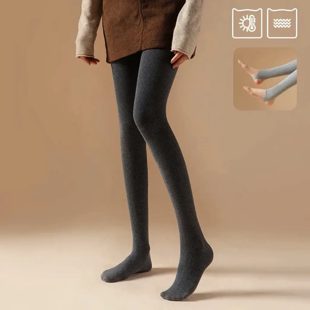 Thin Striped Leggings for Women, Suitable for Wearing Outside in Autumn and Winter, with Added Fleece and Thickness, Vertical Stripes, Slight Compression, Slimming Effect, Warm Cotton Pants, Footed Tights