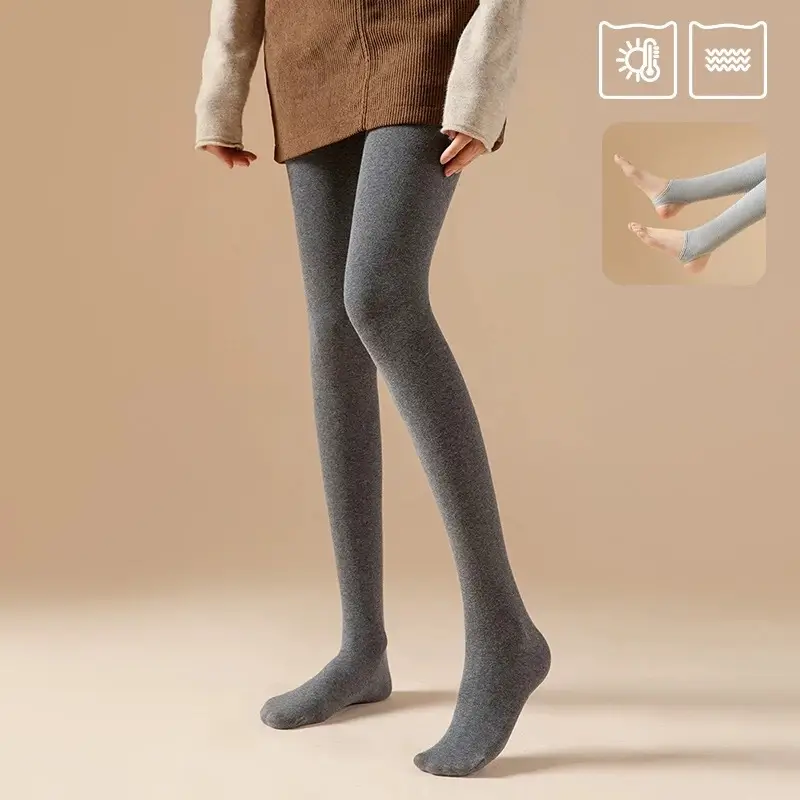 Thin Striped Leggings for Women, Suitable for Wearing Outside in Autumn and Winter, with Added Fleece and Thickness, Vertical Stripes, Slight Compression, Slimming Effect, Warm Cotton Pants, Footed Tights