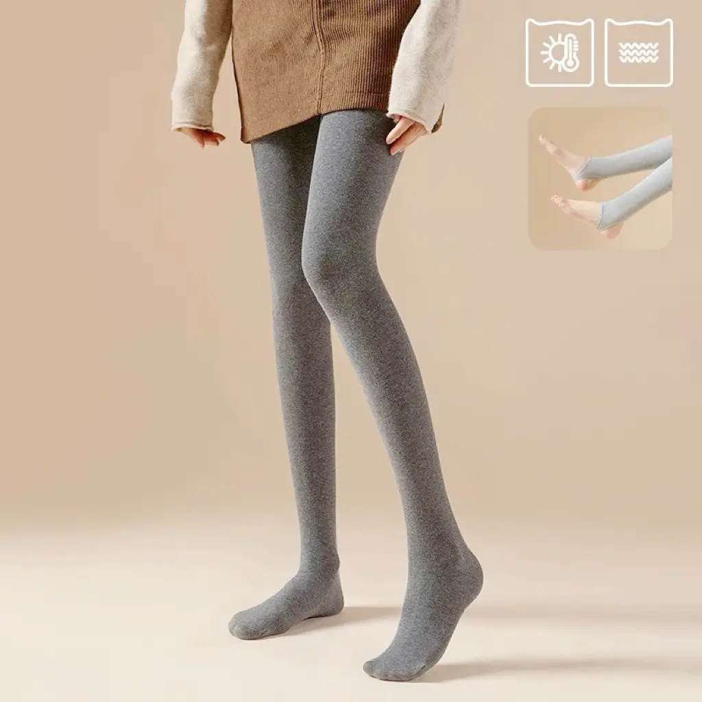Thin Striped Leggings for Women, Suitable for Wearing Outside in Autumn and Winter, with Added Fleece and Thickness, Vertical Stripes, Slight Compression, Slimming Effect, Warm Cotton Pants, Footed Tights