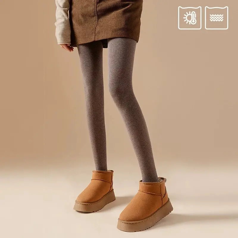 Thin Striped Leggings for Women, Suitable for Wearing Outside in Autumn and Winter, with Added Fleece and Thickness, Vertical Stripes, Slight Compression, Slimming Effect, Warm Cotton Pants, Footed Tights