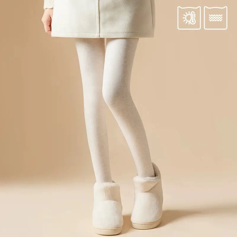 Thin Striped Leggings for Women, Suitable for Wearing Outside in Autumn and Winter, with Added Fleece and Thickness, Vertical Stripes, Slight Compression, Slimming Effect, Warm Cotton Pants, Footed Tights