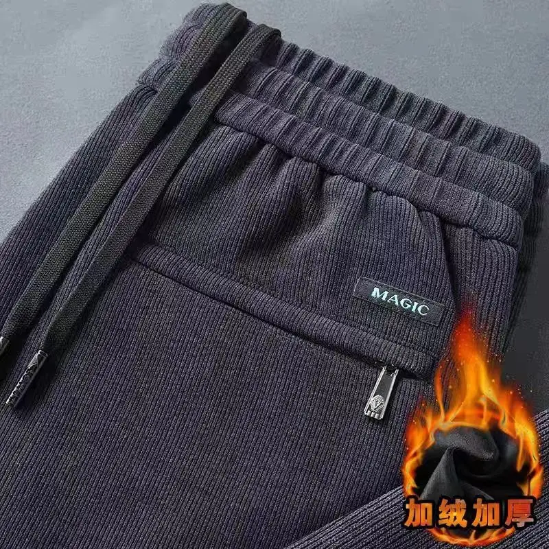 Men's Fleece Lined Warm Sweatpants Dark Grey - Image 7