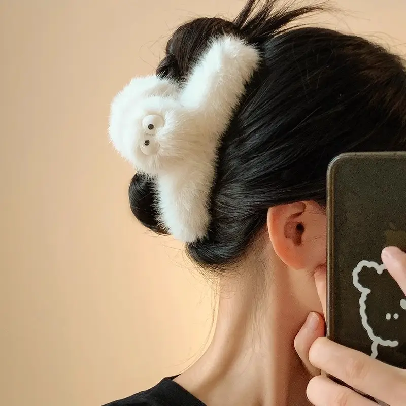 Plush Hair Clips for Women Autumn Winter Big Eyes - Image 7