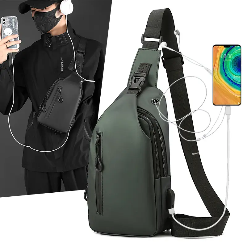 Men's Blue Multi-Layer Shoulder Messenger Bag - Image 7