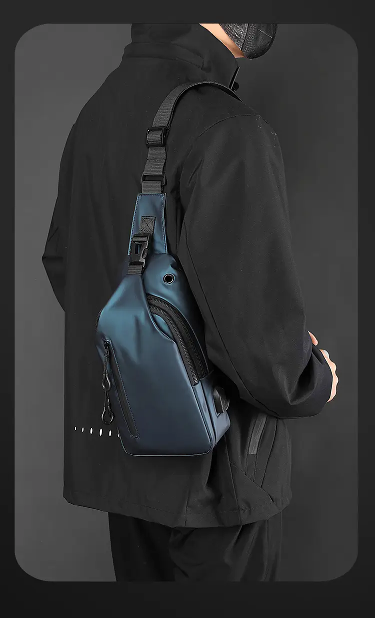 Men's Blue Multi-Layer Shoulder Messenger Bag — feature 18