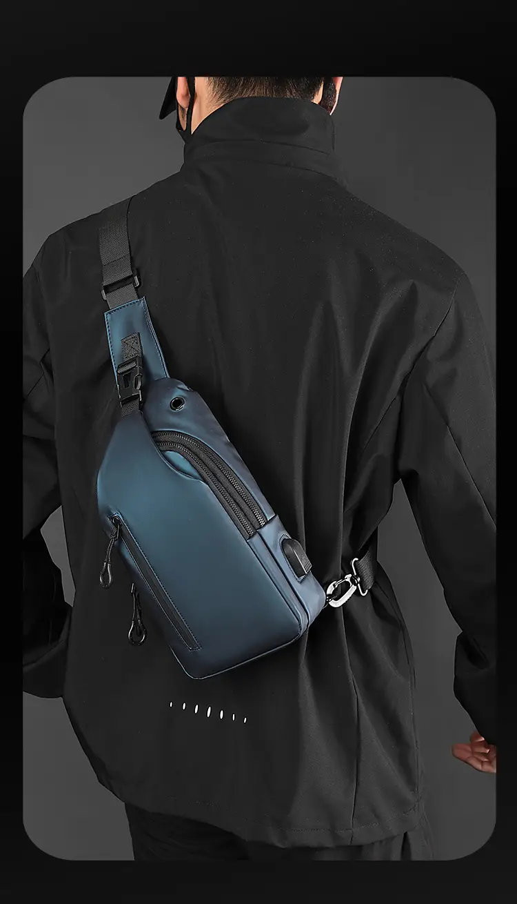 Men's Blue Multi-Layer Shoulder Messenger Bag — feature 2