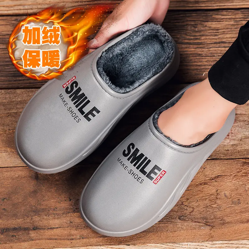 Cotton slippers men's winter fleece-lined warm cross-border new casual home closed toe waterproof couple cotton slippers trendy wool slippers - Image 2