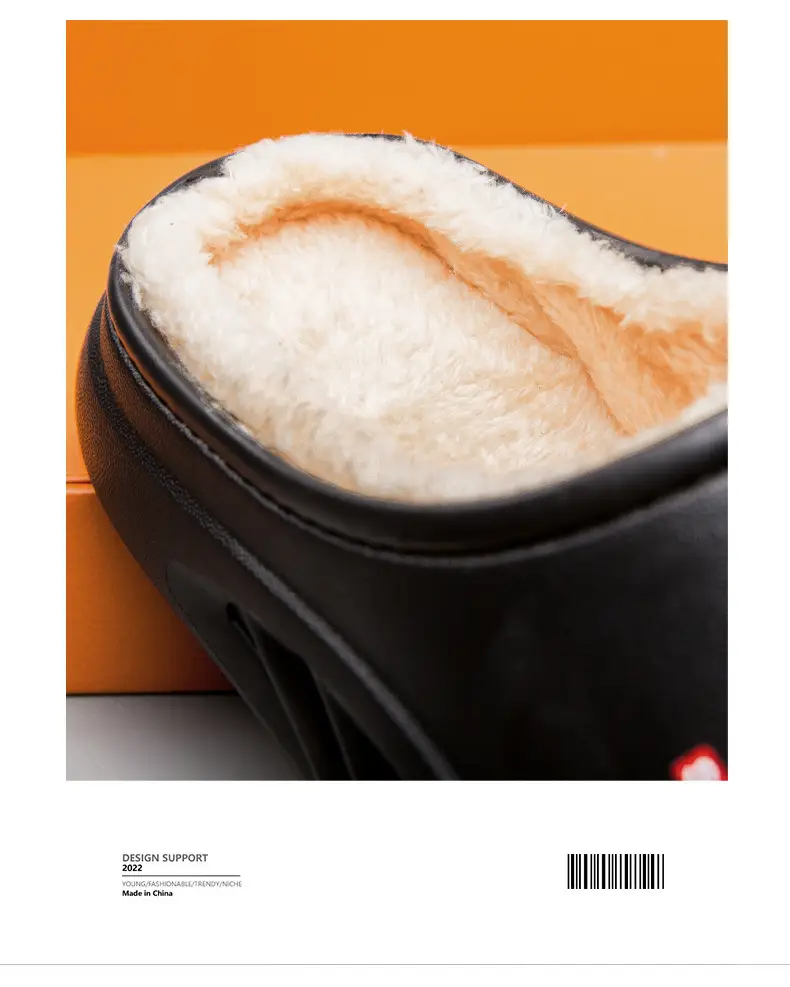 Cotton slippers men's winter fleece-lined warm cross-border new casual home closed toe waterproof couple cotton slippers trendy wool slippers — feature 8