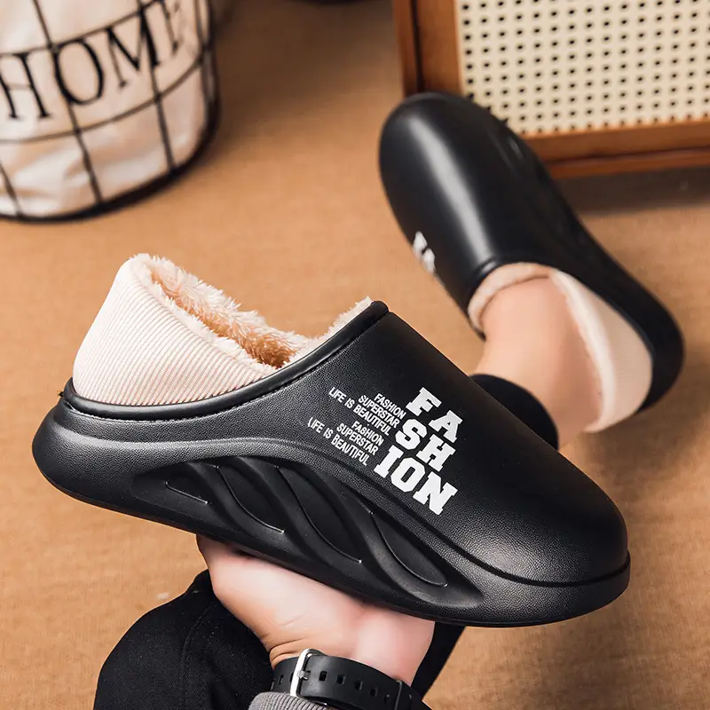 Men's Waterproof Cotton Slippers Winter Warm Non-Slip - Image 4