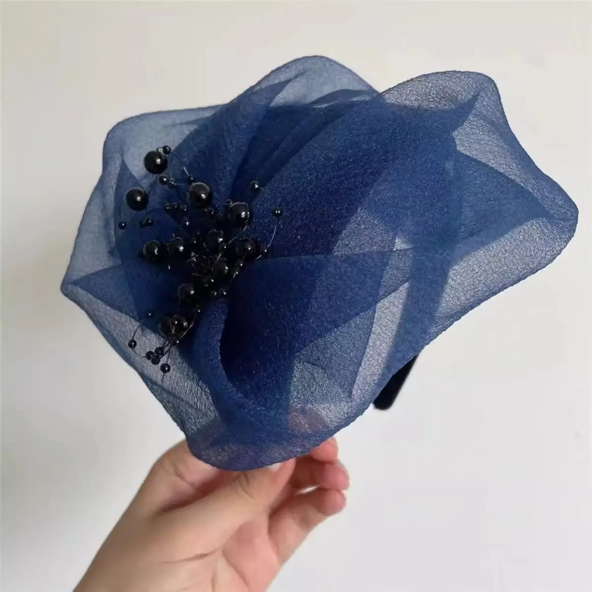Organza half cap navy blue