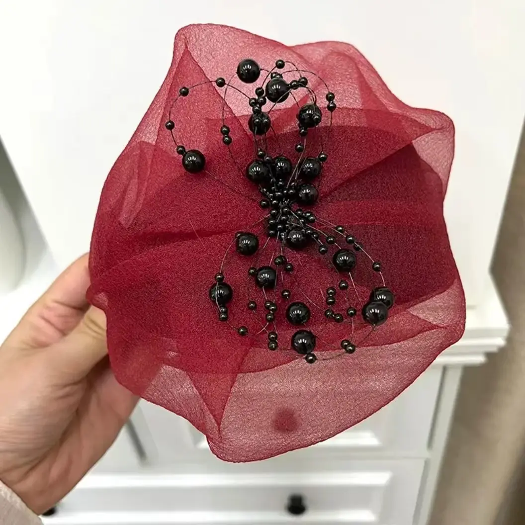 organza half cap red